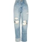 River Island Womens Ripped Seam Straight Leg Jeans