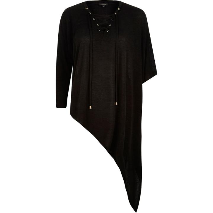 River Island Womens Knitted Eyelet Asymmetric Top