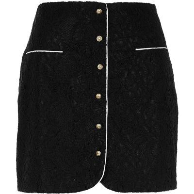 River Island Womens Button Front Lace Mini Skirt