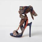 River Island Womens Butterfly Print Satin Heeled Sandals