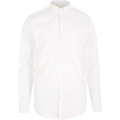 River Island Mens White Twill Collared Shirt
