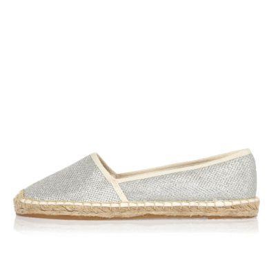 River Island Womens Silver Glitter Espadrilles