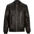 River Island Mens Leather Look Bomber Jacket