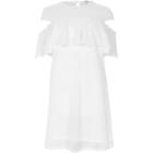 River Island Womens White Lace Cut Out Sleeve Dress