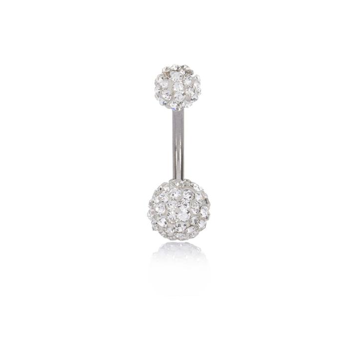 River Island Womens Silver Tone Rhinestone Belly Bar Ball
