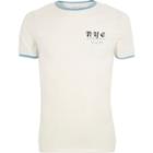 River Island Mens White 'nyc' Muscle Fit Ringer T-shirt