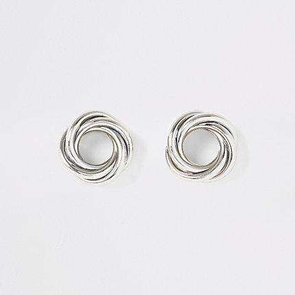 River Island Womens Silver Color Twisted Stud Earrings