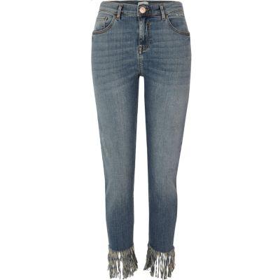 River Island Womens Alannah Frayed Hem Relaxed Skinny Jeans