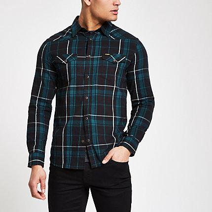 Mens Wrangler Check Long Sleeve Shirt