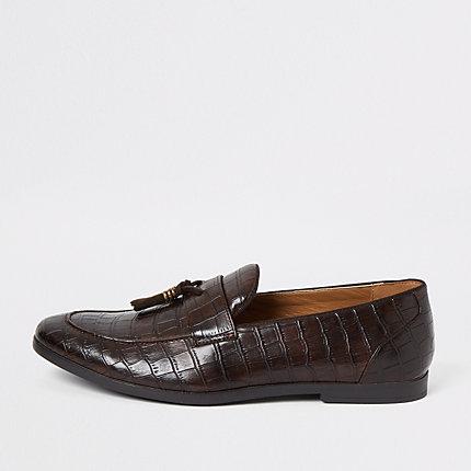 River Island Mens Croc Tassel Loafers