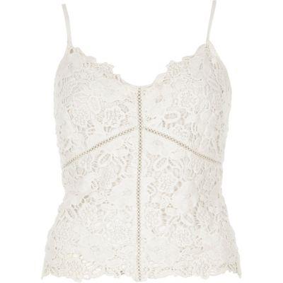 River Island Womens White Lace Cami Top