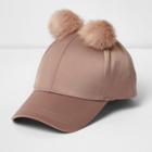 River Island Womens Satin Double Pom Pom Cap