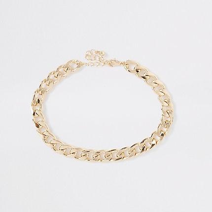 River Island Womens Gold Color Chunky Curb Chain Choker