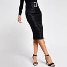 River Island Womens Diamante Belted Waist Ruched Midi Skirt