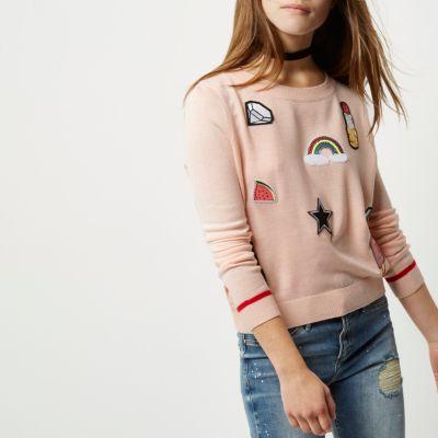 River Island Womens Petite Badge Sweater