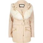 River Island Womens Padded Faux Fur Collar Coat