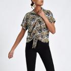 River Island Womens Leaf Print Tie Front Shirt