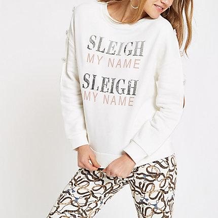 River Island Womens 'sleigh My Name' Embellished Sweatshirt