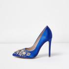River Island Womens Satin Diamante Embellished Court Shoes