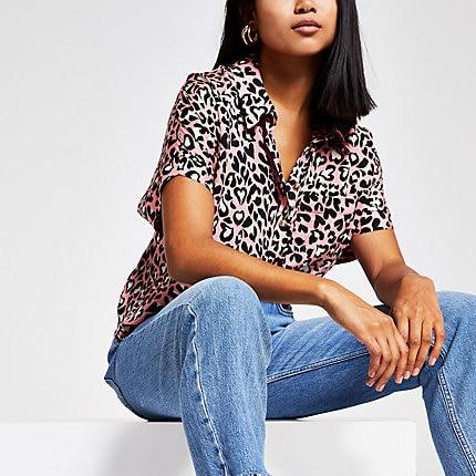 River Island Womens Petite Leopard Print Shirt