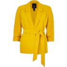 River Island Womens Petite Ruched Sleeve Belted Blazer