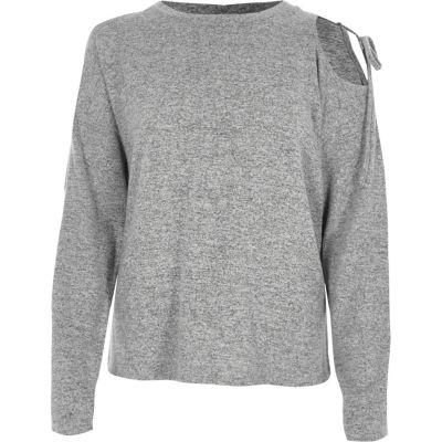 River Island Womens Marl One Shoulder Long Sleeve Sweater