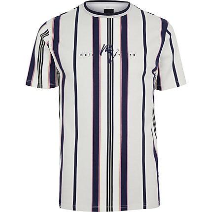 River Island Mens White 'maison Riviera' Stripe T-shirt