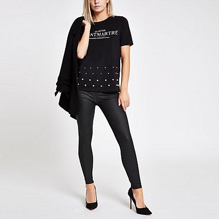 River Island Womens Petite 'montmartre' Studded Hem T-shirt