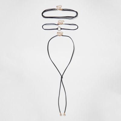 River Island Womens Diamante Circle Bolo Necklace Set