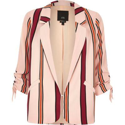 River Island Womens Striped Ruched Sleeve Blazer