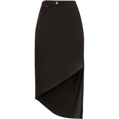 River Island Womens Buckle Waist Asymmetric Hem Skirt