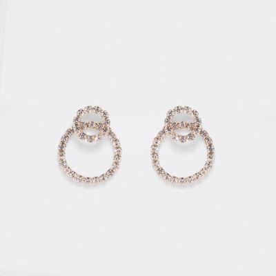 River Island Womens Gold Tone Interlink Ring Stud Earrings