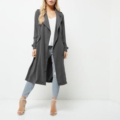 River Island Womens Petite Tie Waist Duster Trench Coat