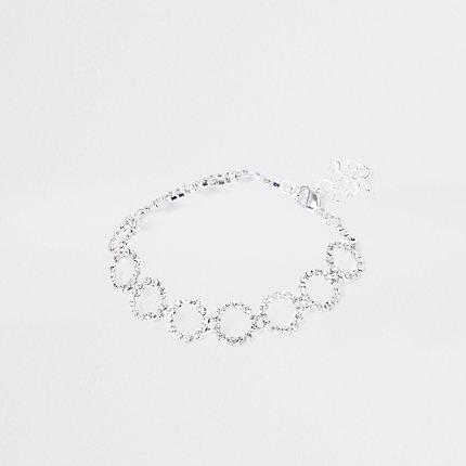 River Island Womens Silver Tone Rhinestone Circle Bracelet