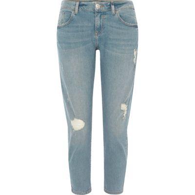 River Island Womens Petite Alannah Rip Relaxed Skinny Jeans