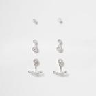 River Island Womens Diamante Stud Earrings Multipack