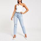 River Island Womens White One Shoulder Split Strap Bodysuit