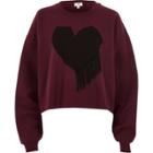 River Island Womens Heart Print Fringe Sweatshirt