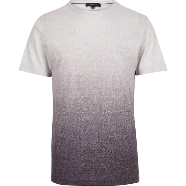 River Island Menspurple Faded Tile Print T-shirt