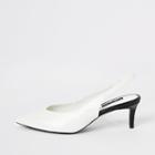 River Island Womens White Slingback Kitten Heel Court Shoes