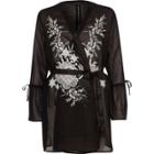 River Island Womens Embroidered Frill Sleeve Robe