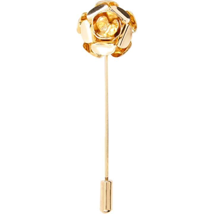 River Island Mensgold Tone Metal Flower Lapel Pin