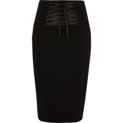 River Island Womens Lace Up Corset Midi Pencil Skirt