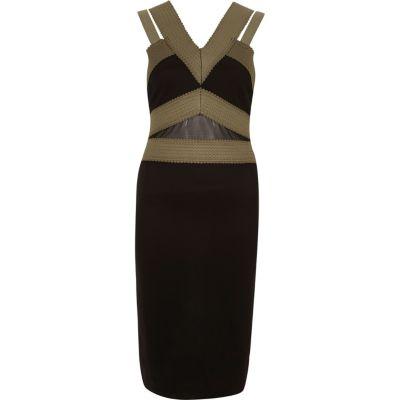 River Island Womens And Black Bandage Midi Dress