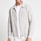 River Island Mens Stripe Zip Through Shirt