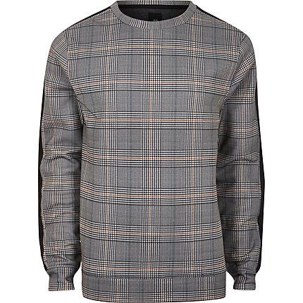 River Island Mens Check Slim Fit Sweatshirt