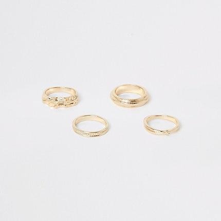 River Island Womens Gold Colour Ring Multipack