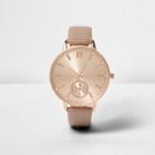 River Island Womens Rose Gold Tone Diamant Detail Watch