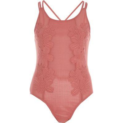 River Island Womens Mesh Floral Appliqu Bodysuit