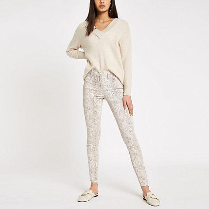 River Island Womens Molly Snake Print Jeggings